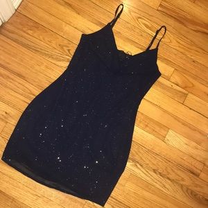 Bodycon cocktail dress navy glitter